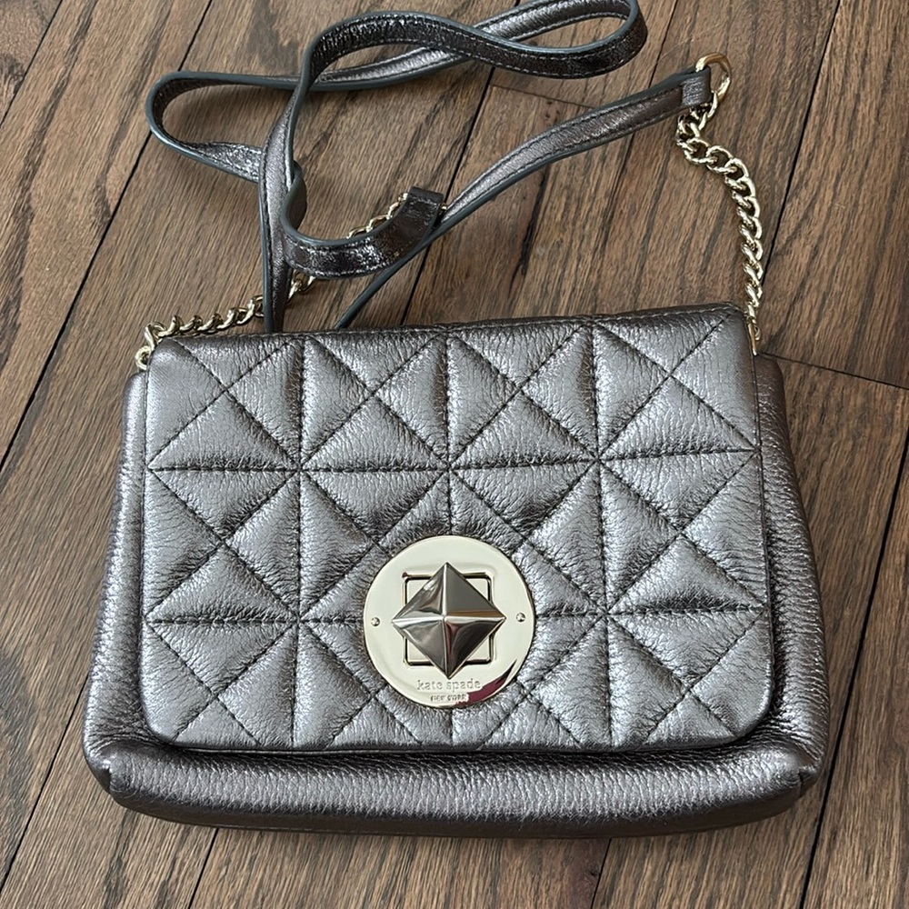 Kate Spade Whitaker Place Naomi Quilted Leather Shoulder Bag, silver